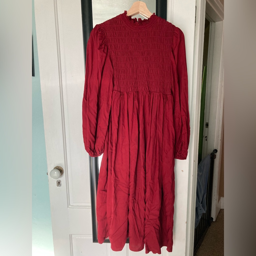 A New Day Women’s Long Sleeve Smocked Bodice Dress - L